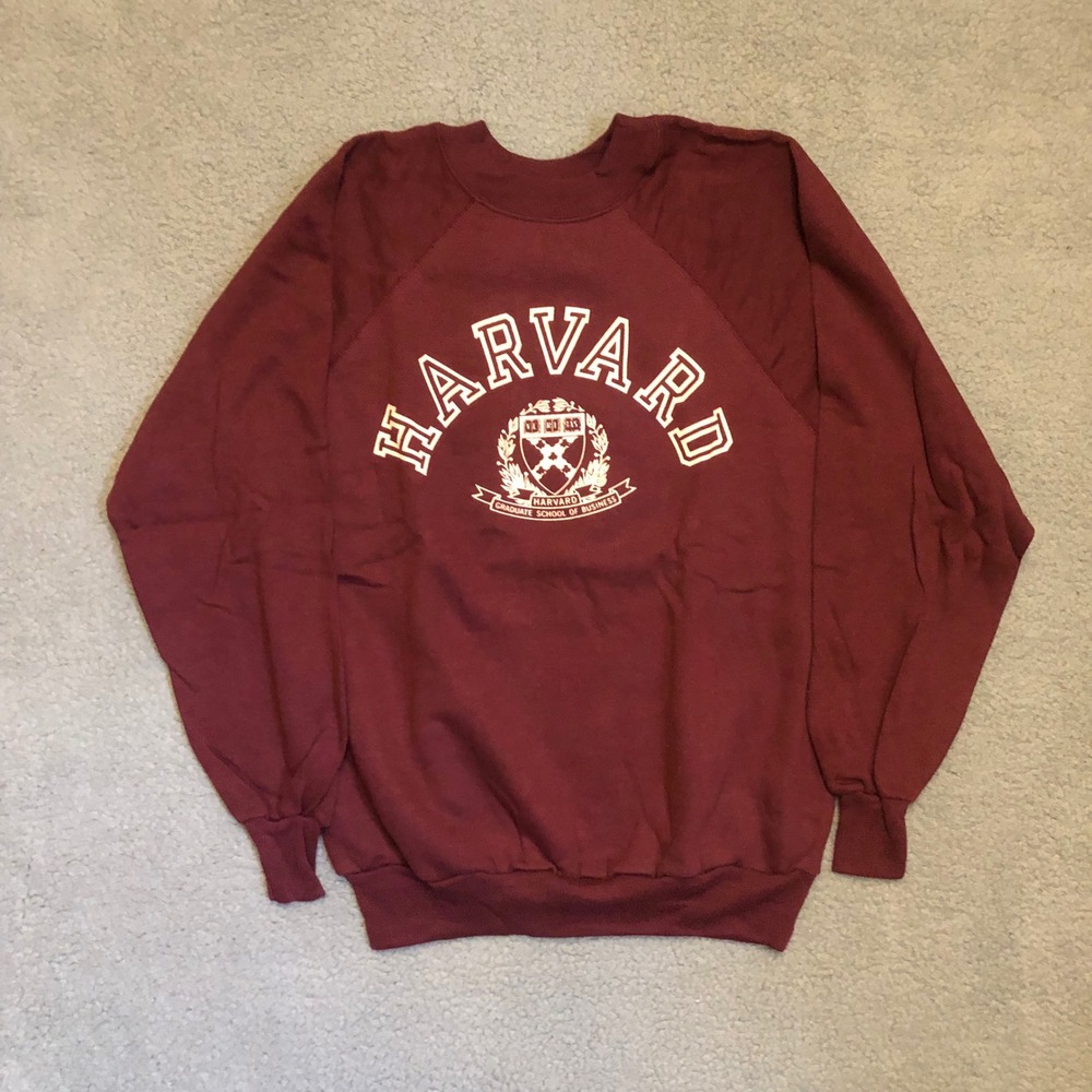 Vtg 80's Champion Harvard School Business Sweatshirt Maroon Large USA NWOT